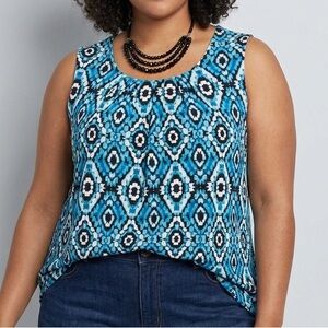 😍SHOW SPECIAL JONES STUDIO geometric pattern stretch sleeveless tank 2X